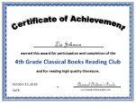 4th grade certificate