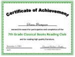 7th grade certificate