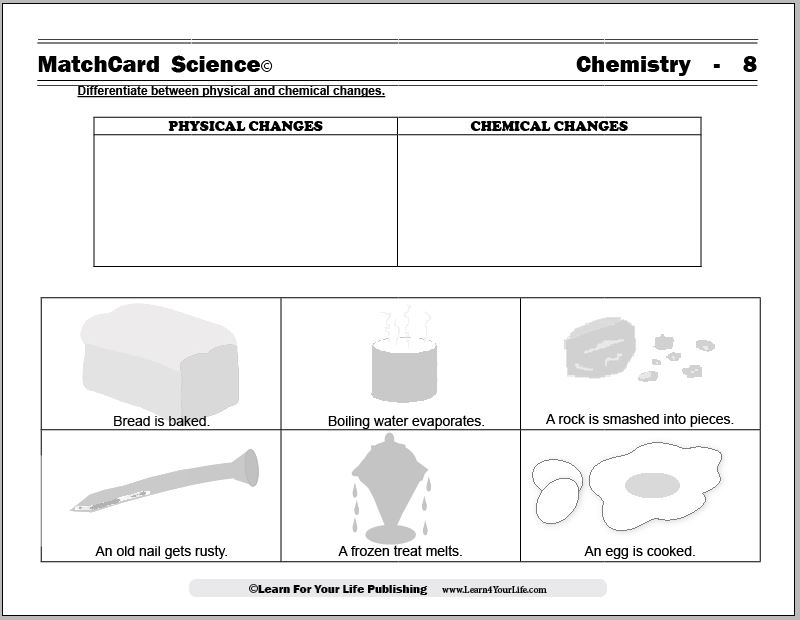 Chemical Changes Worksheet