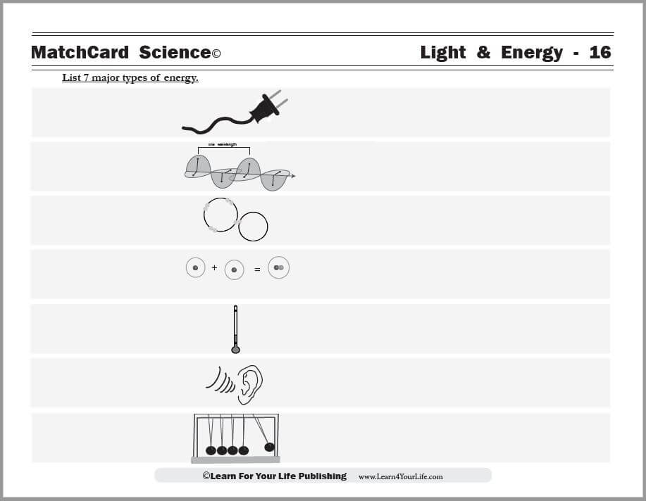 Types of Energy Worksheet