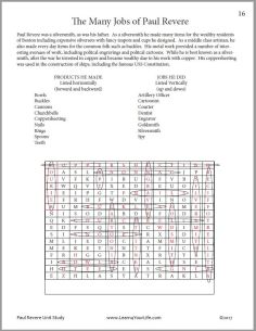 Paul Revere Word Search Printables