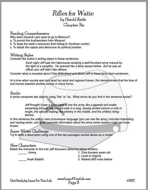 Rifles for Watie Study Guide Page