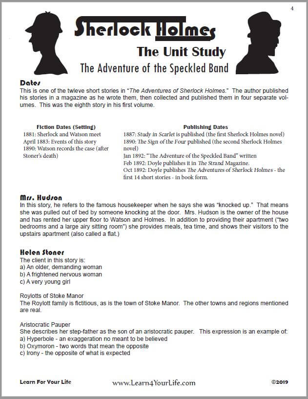 Sherlock Holmes Worksheet