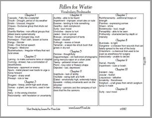 Rifles For Watie Vocabulary Words