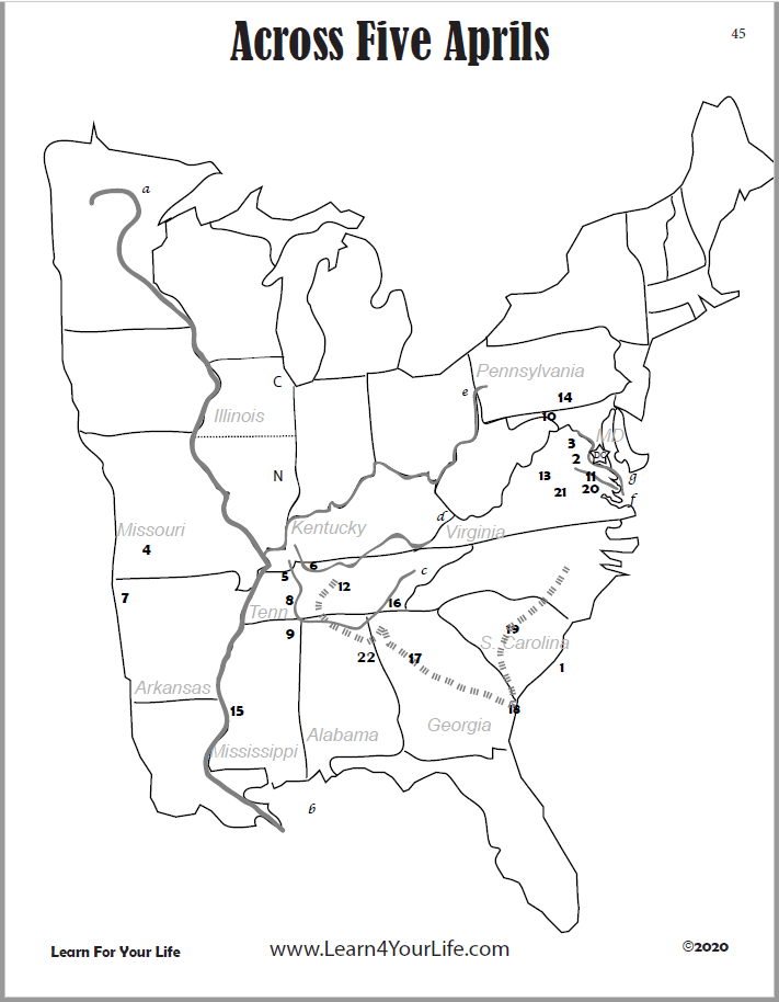 Across Five Aprils Map