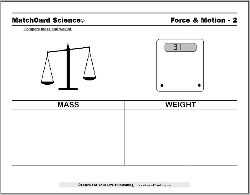 Mass and Weight Worksheet