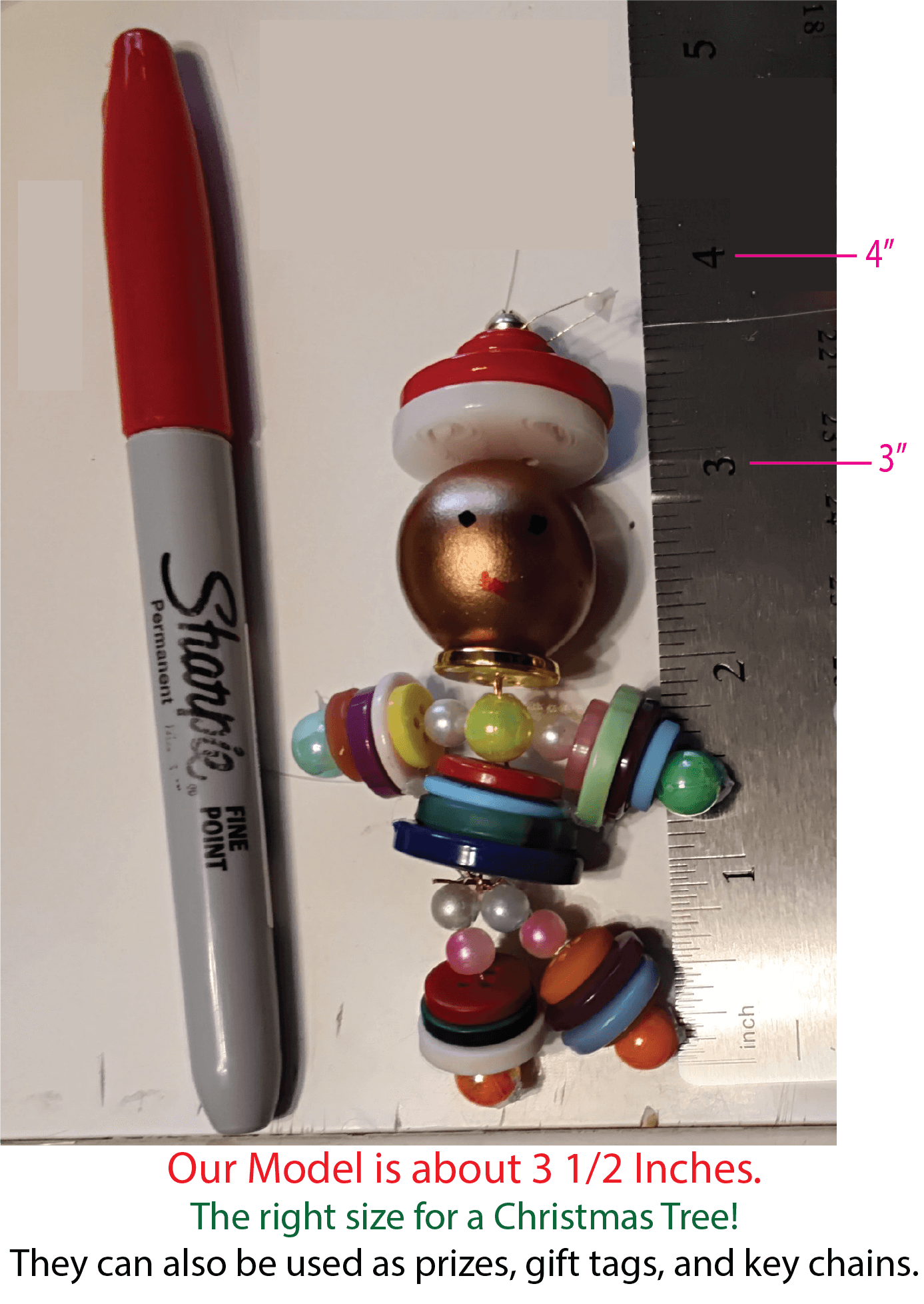 Yoyo Button Doll is about 3.5 inches tall