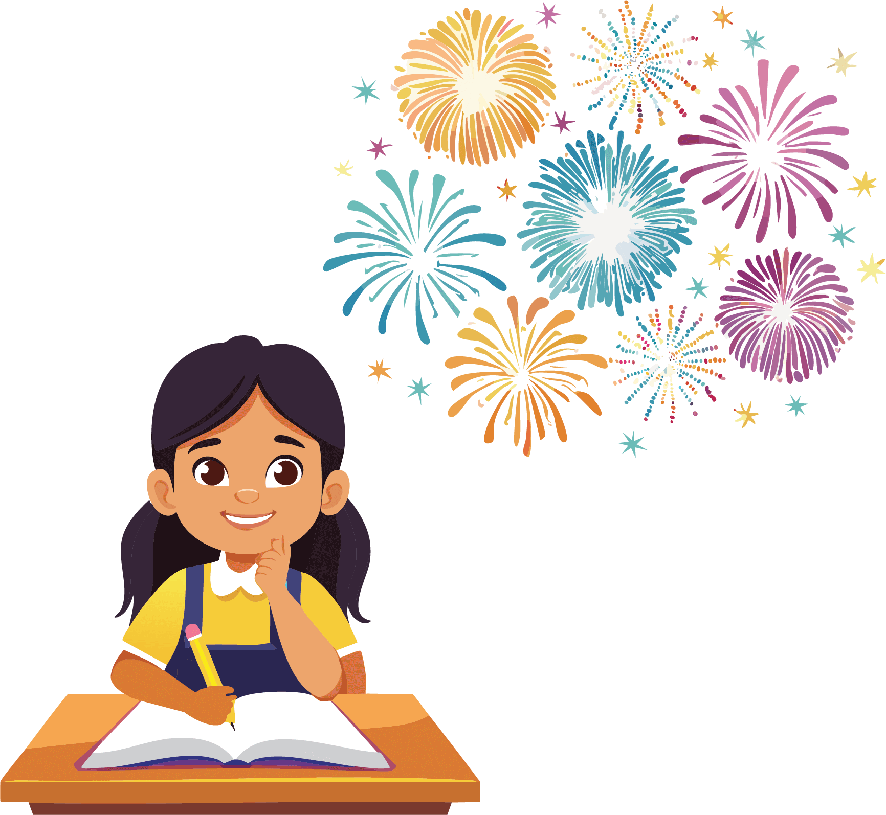 Girl thinking of fireworks