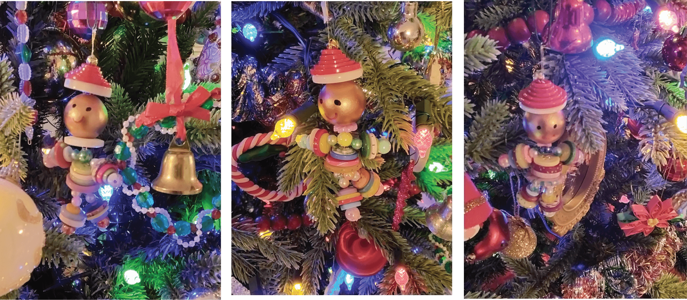 Yoyo Button Doll Christmas Tree Ornament