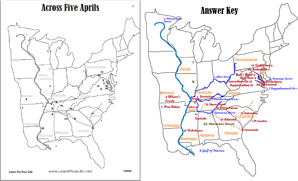 Across Five Aprils Map