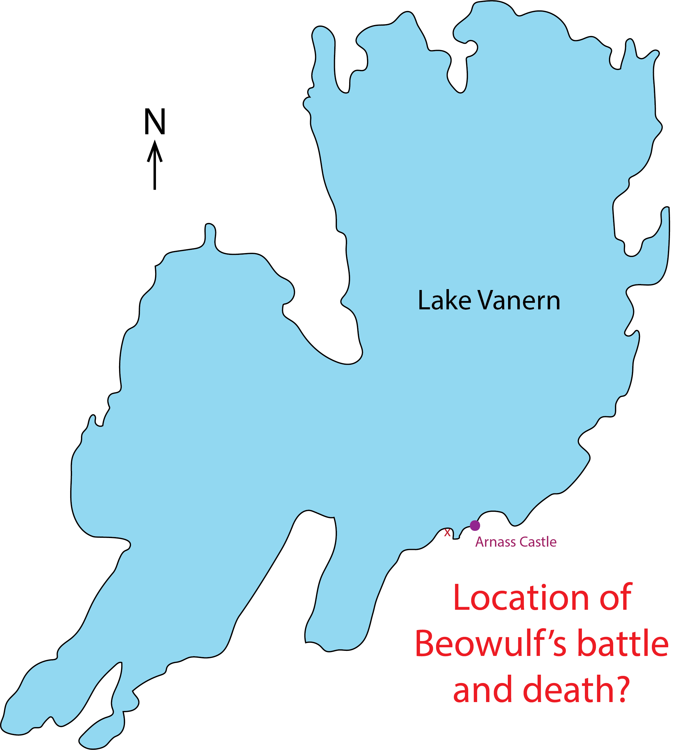 Location of Beowulf cave on Lake Vanern