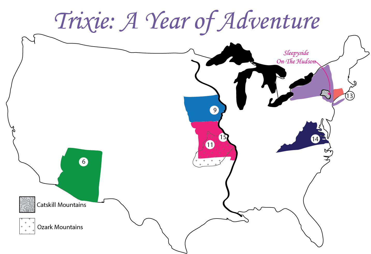 Trixie Belden Map of Trips