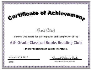 6th grade certificate