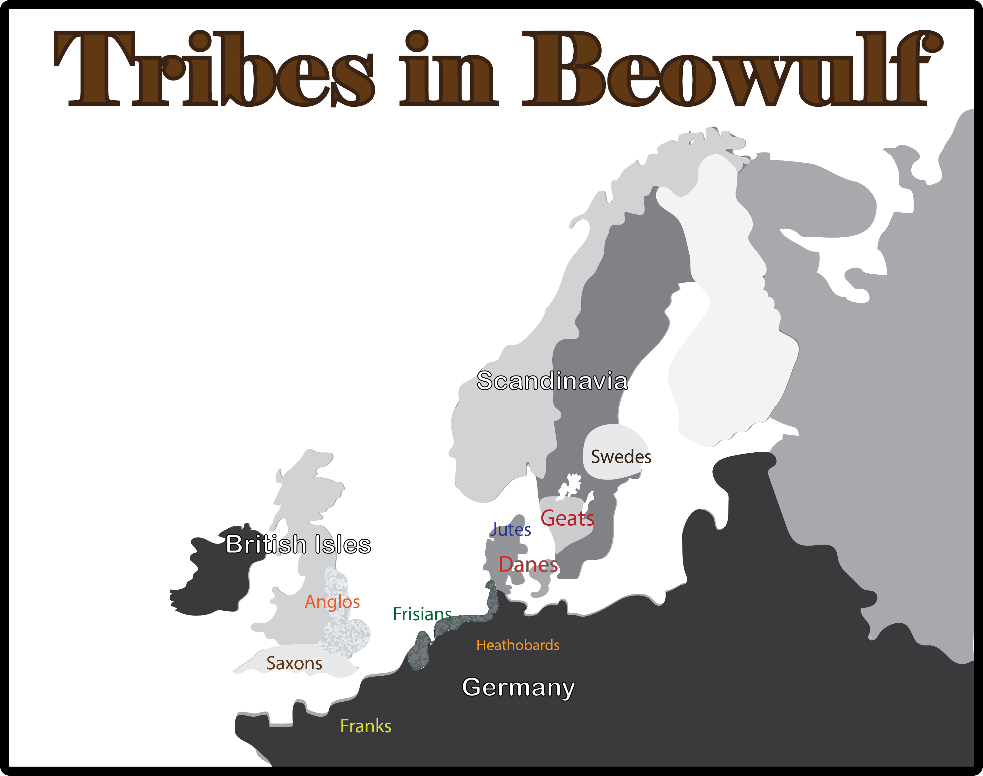 Map showing Frisian Tribes and Danes