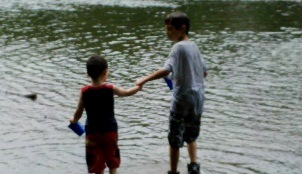 boys in the creek