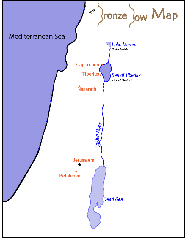 Bronze Bow Map of Major Towns, Rivers, Seas