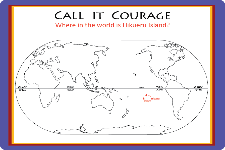 Map of Hikueru and Tahiti in South Seas