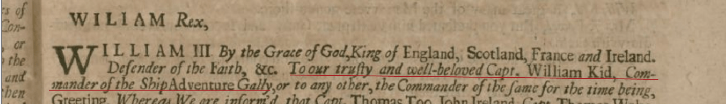 King's Commission to our trusty and well-beloved Captain Kidd