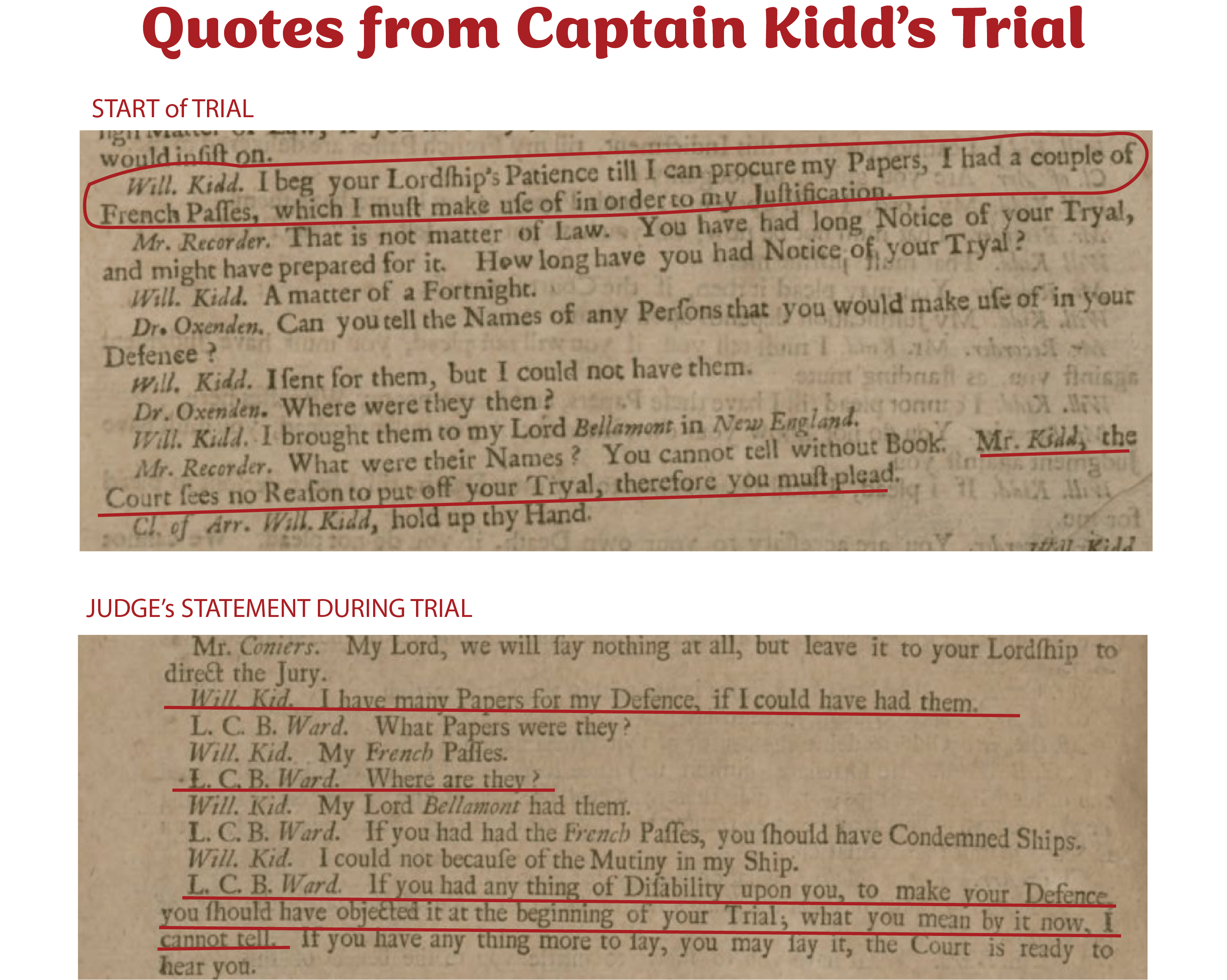 Captain Kidd Request for Papers at Trial