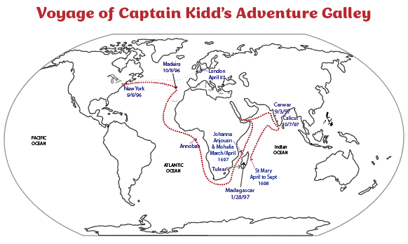 Map of Captain Kidd's Adventure Galley