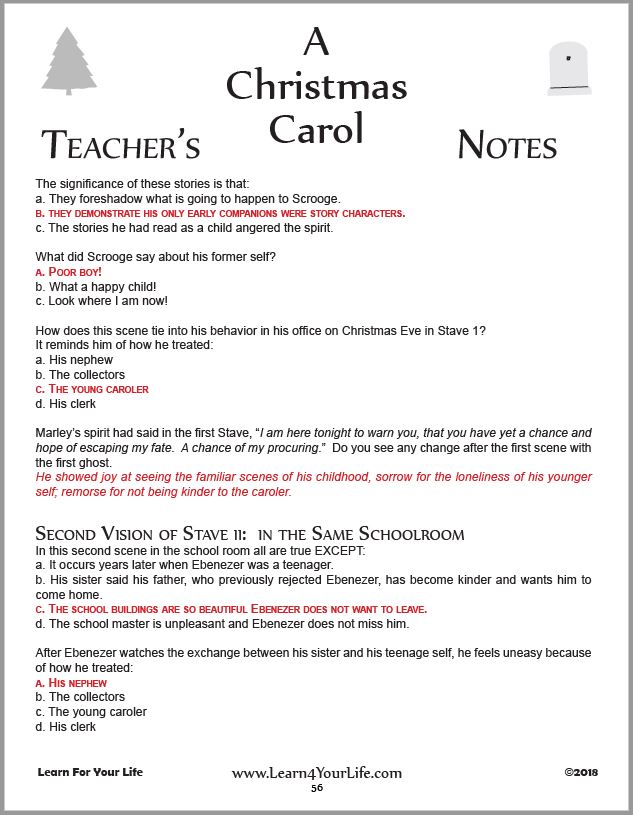 Christmas Carol Teachers Key