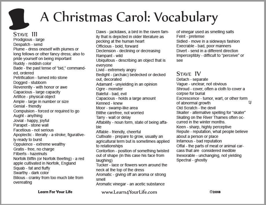 words to use in a christmas carol essay