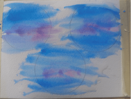 blue on wet watercolor