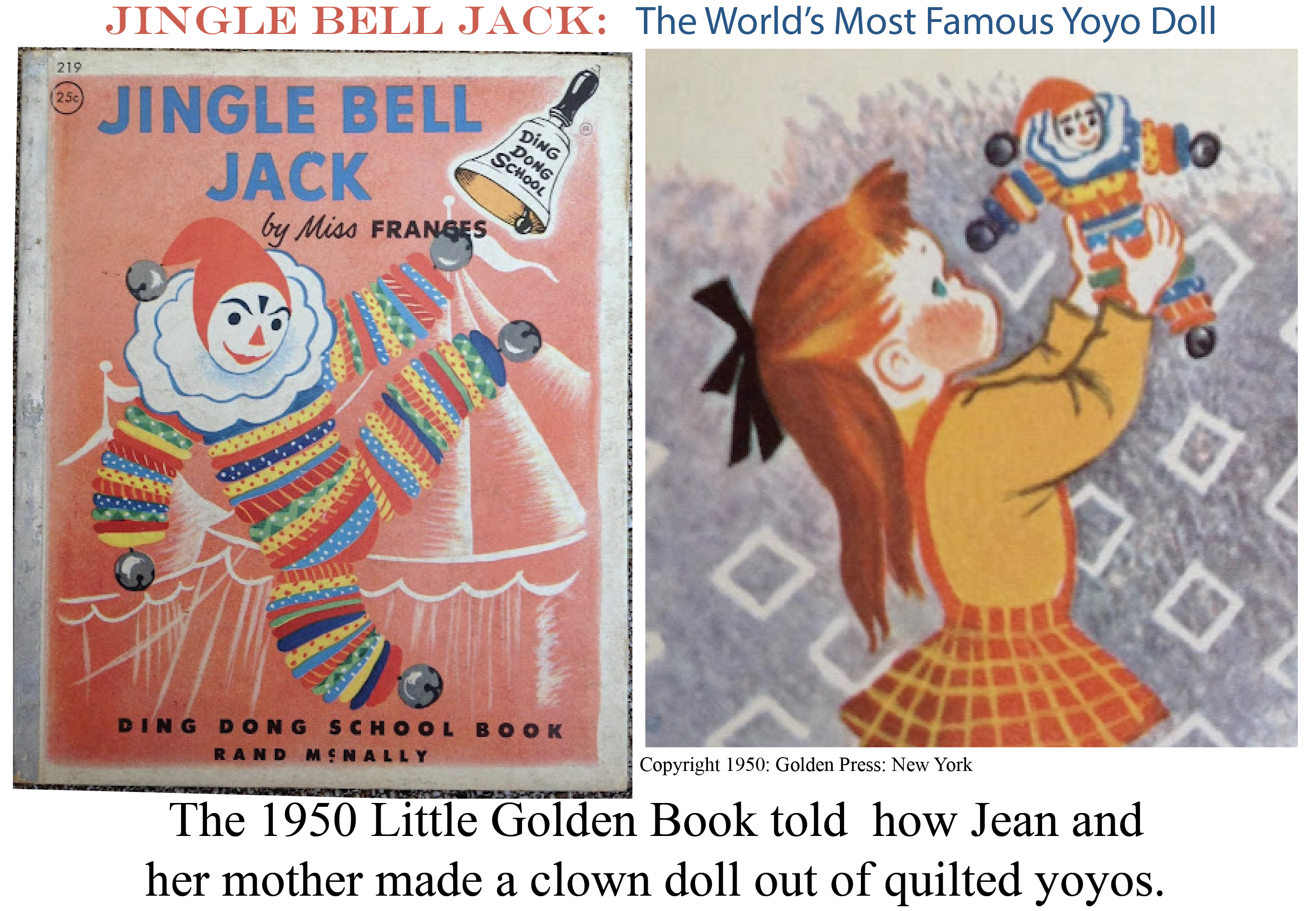 1950 Jingle Bell Jack book by Little Golden Press: Story of a Yoyo Clown Doll