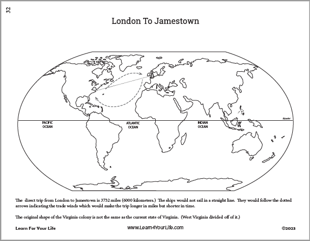 Lion to Guard Us London to Jamestown on World Map