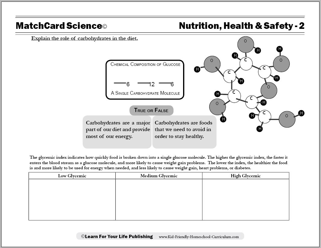 carbohydrate worksheet