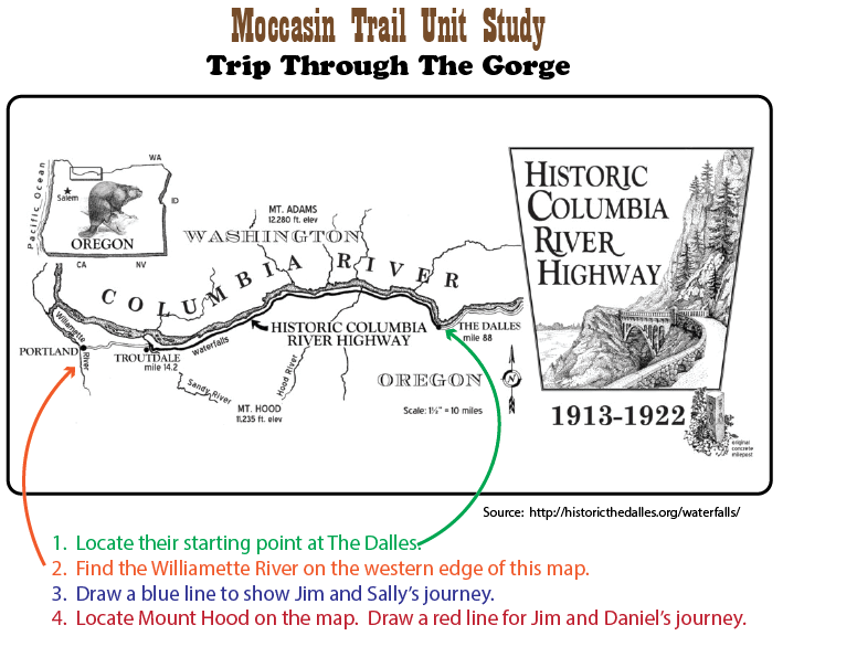 Moccasin Trail - map through Cascades gorge