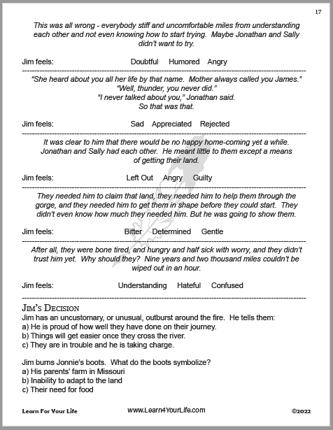 Moccasin Trail Worksheet