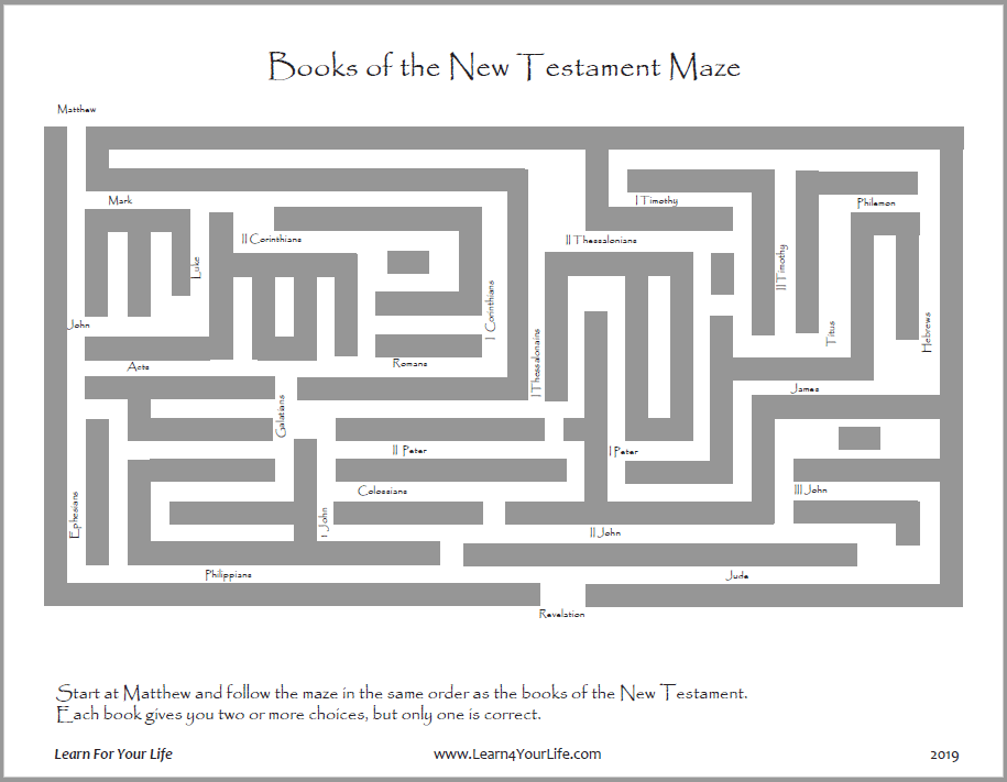New Testament Maze worksheet