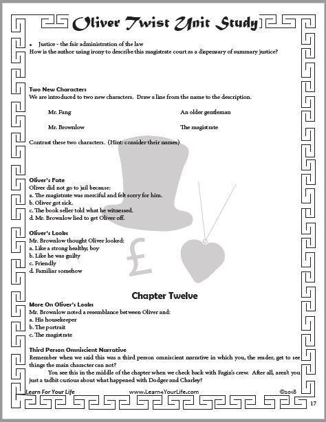 Oliver Twist Study Guide Page