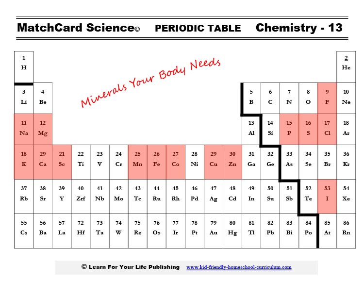 Periodic Table Minerals Body Needs