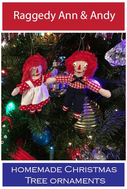 homemade Raggedy Ann and Andy Christmas Tree Ornaments