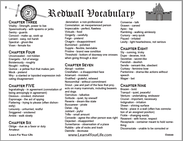 Redwall Vocabulary List