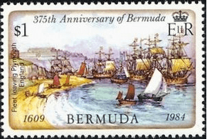 Bermuda Stamp Fleets Leaving Plymouth