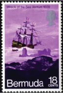 Bermuda Stamp The Sea Venture on Stormy Sea