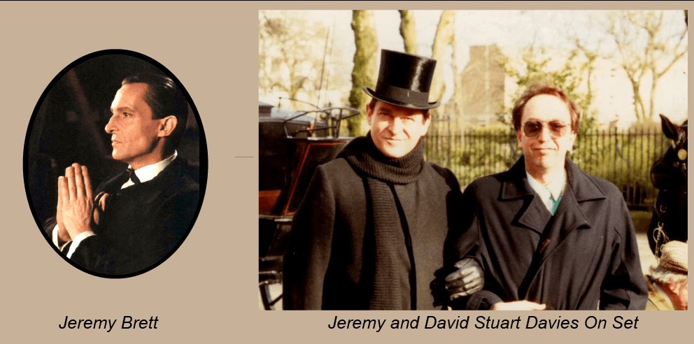 Jeremy Brett with David Stuart Davies on set