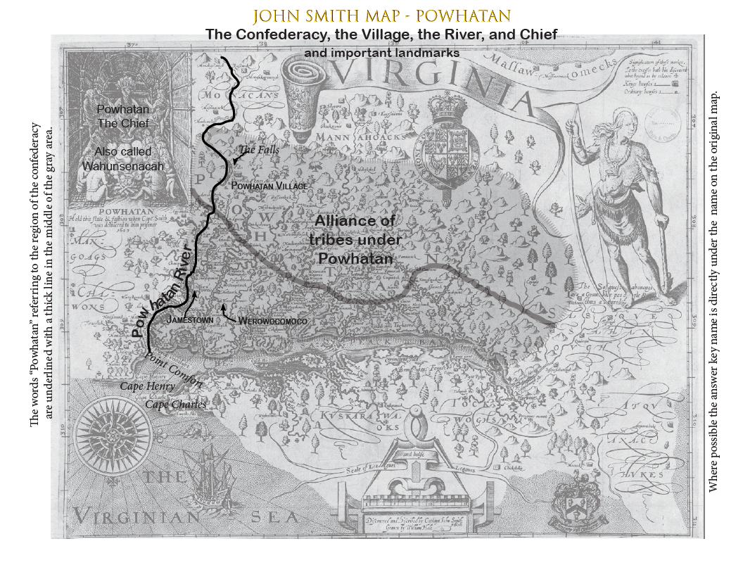 Map of Powhatan Answer Key