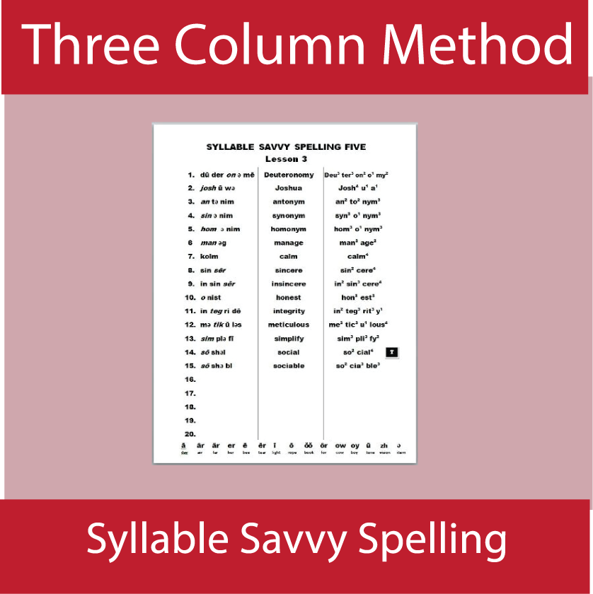 Three Column Spelling