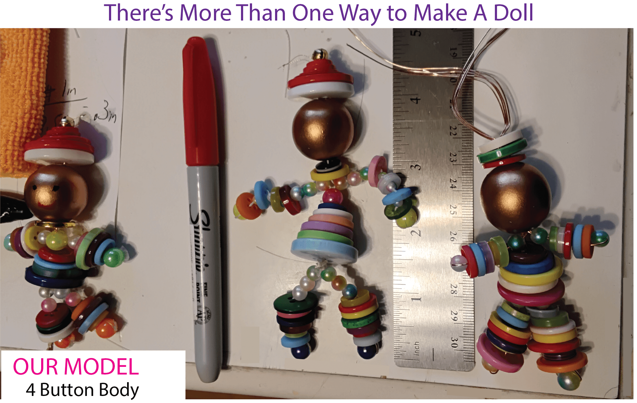 Different types of bodies on Yoyo Button Dolls