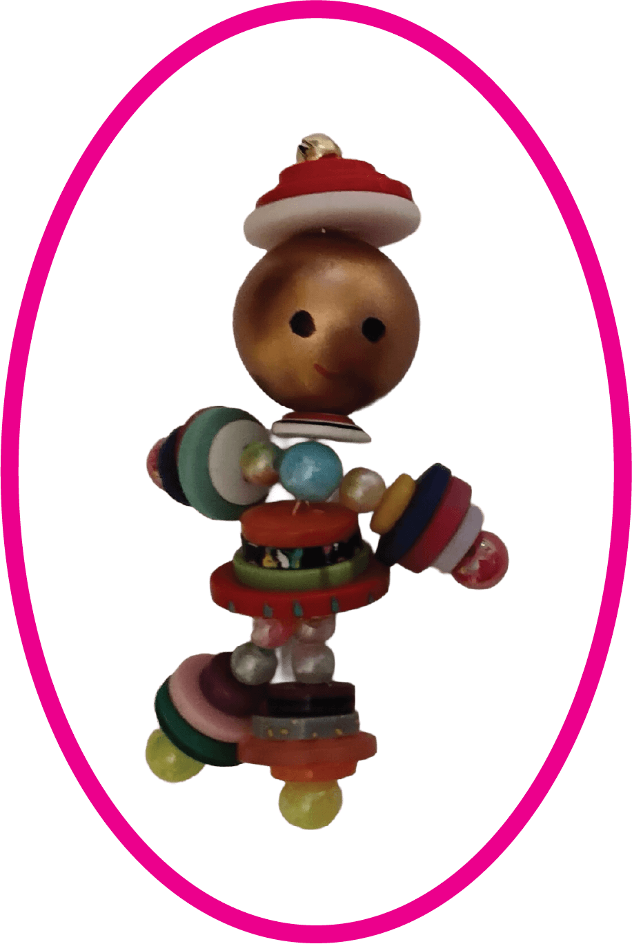 Yoyo Button Doll Model in Pink Circle