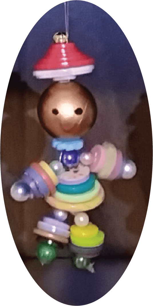 Single Yoyo Button Doll with Buttons, Beads, and Bells