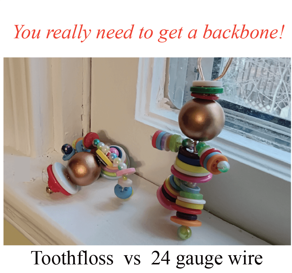 Wire vs Floss for Yoyo Button Doll Spine