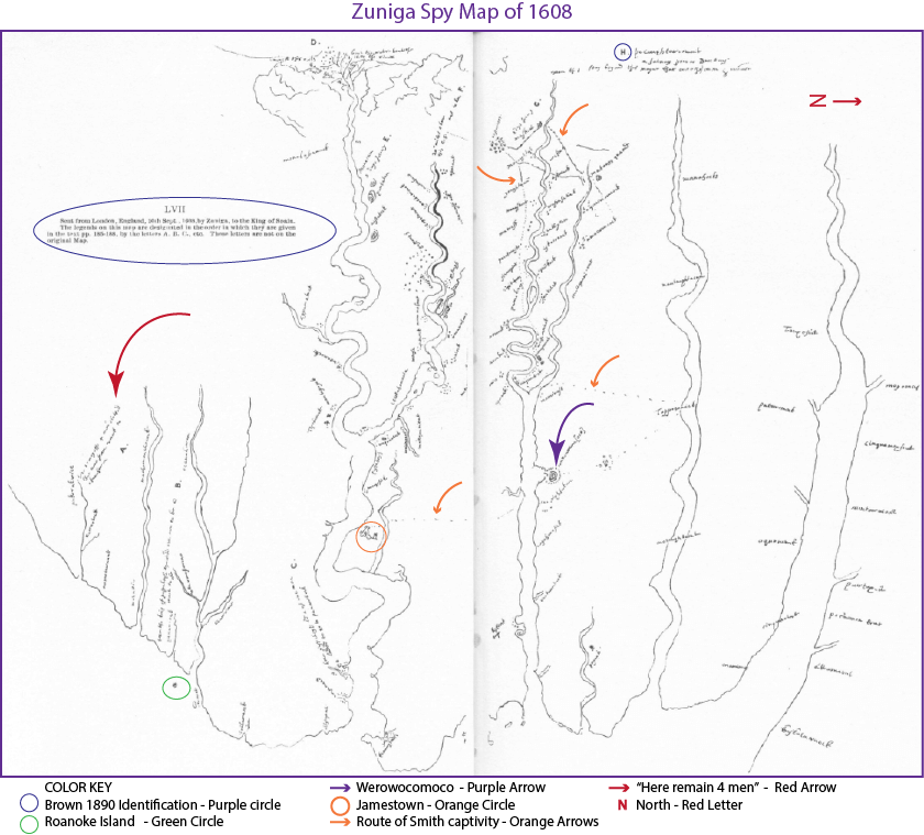 Zuniga Smith Spy Map of 1608