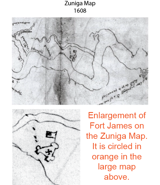 Zuniga Map of Jamestown Fort