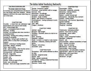 Golden Goblet Vocabulary Bookmarks