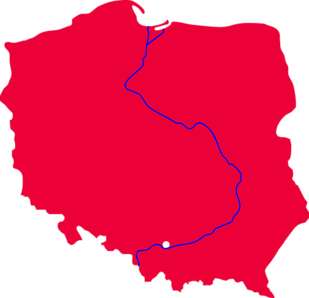 Map of Poland and Vistula River